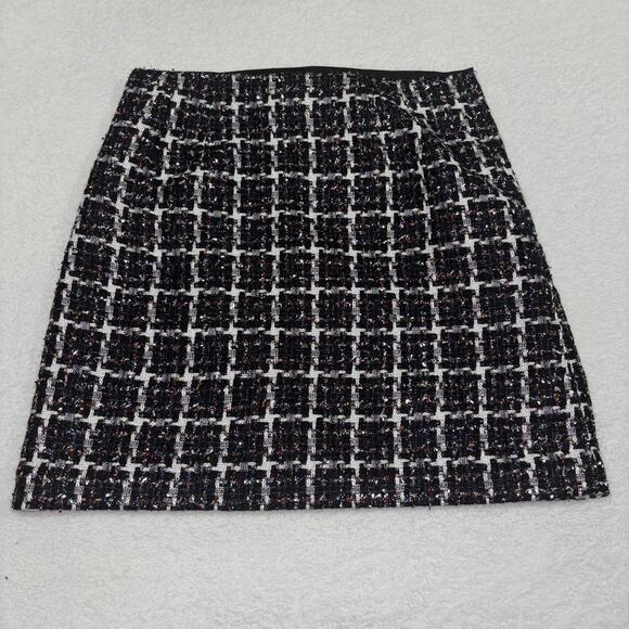 LOFT Shimmer Tweed Crop Jacket & Skirt Size 2 Small 2-Pc Set Black Metallic Suit - Picture 7 of 13